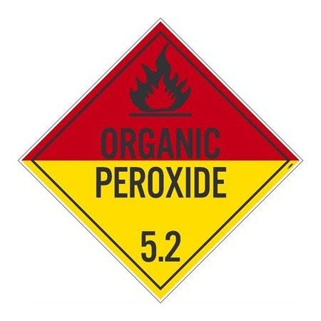 Organic Peroxide 5.2 Dot Placard Sign, Pk25, Material: Pressure-Sensitive Vinyl